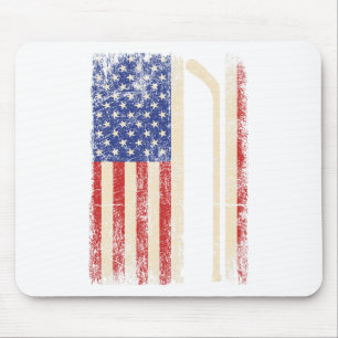 Hockey USA Amerikanische Flagge Hockeyschläger Eis Mousepad