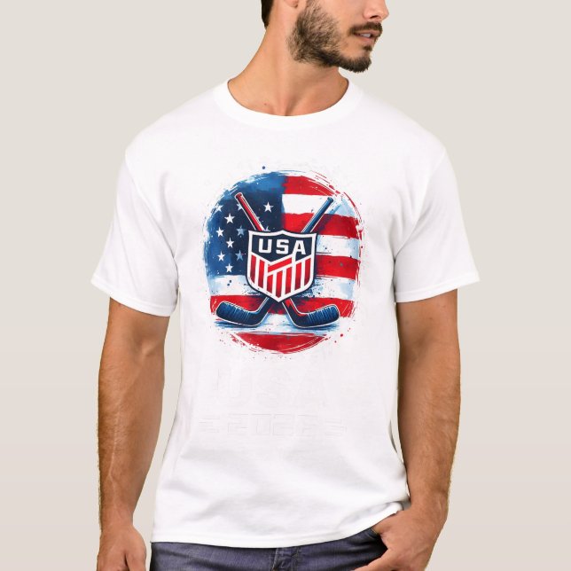Hockey Usa Go Usa Team Usa Flag 2026 Hockey  T-Shirt (Vorderseite)