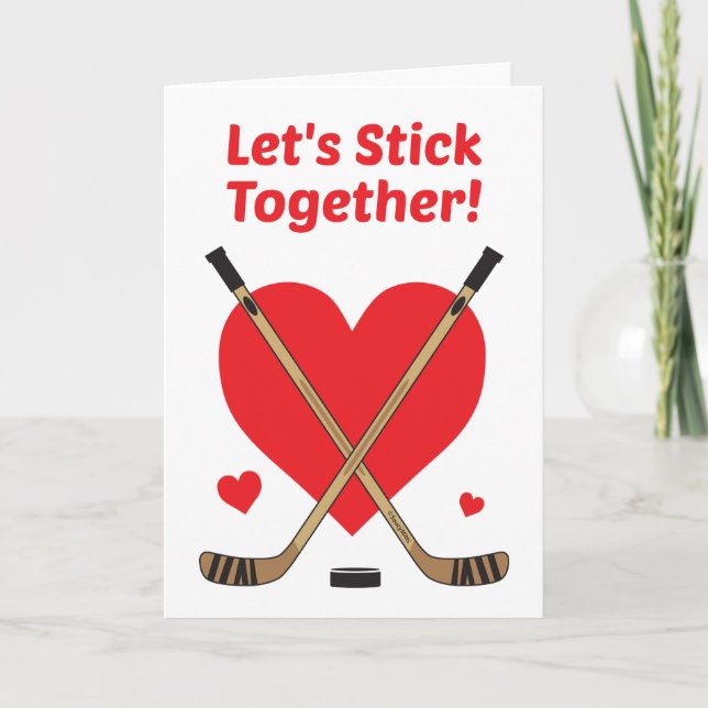 Hockey Valentine's Day Card - Lasst uns zusammenha Feiertagskarte (Vorderseite)
