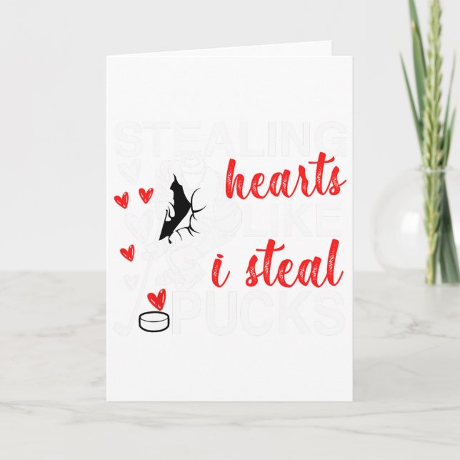 Hockey Valentines stehlen Herzen wie ich den Puck  Karte (Vorderseite)