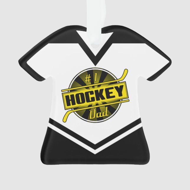 Hockey Vater Name & Number Jersey Ornament (Vorderseite)