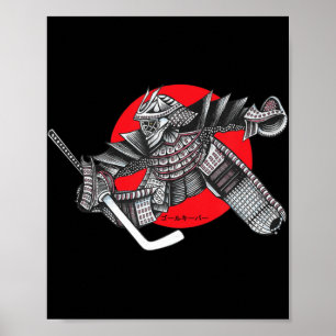 Hockey Warrior Goalie Red Sun Grafik Logo Poster