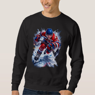 Hockey Warrior Rot Weiß & Blau Eisstoß Sweatshirt