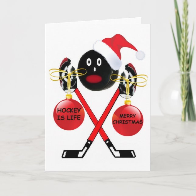 Hockey-Weihnachten Feiertagskarte (Vorderseite)