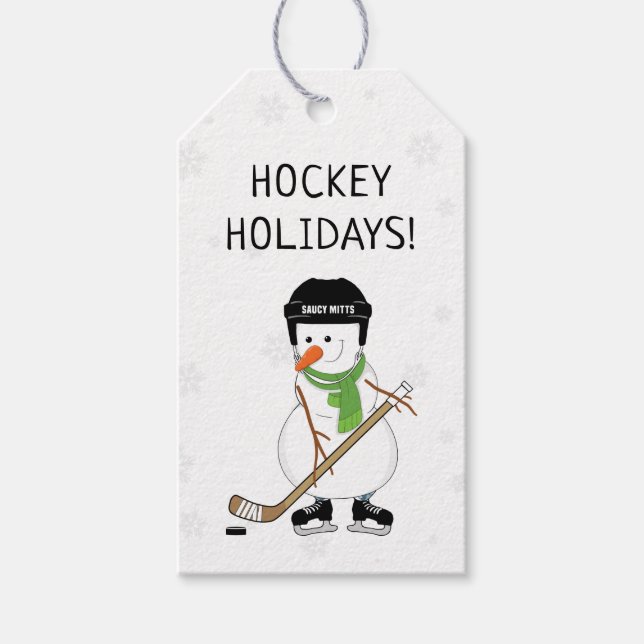 Hockey Weihnachten Snowman Snowflakes Geschenktast Geschenkanhänger (Vorderseite)