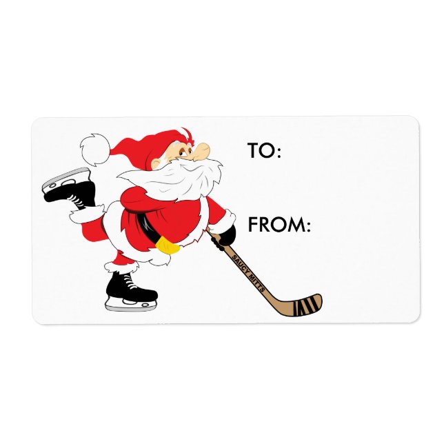 Hockey Weihnachts-Geschenk Tag Sticker (Vorne)