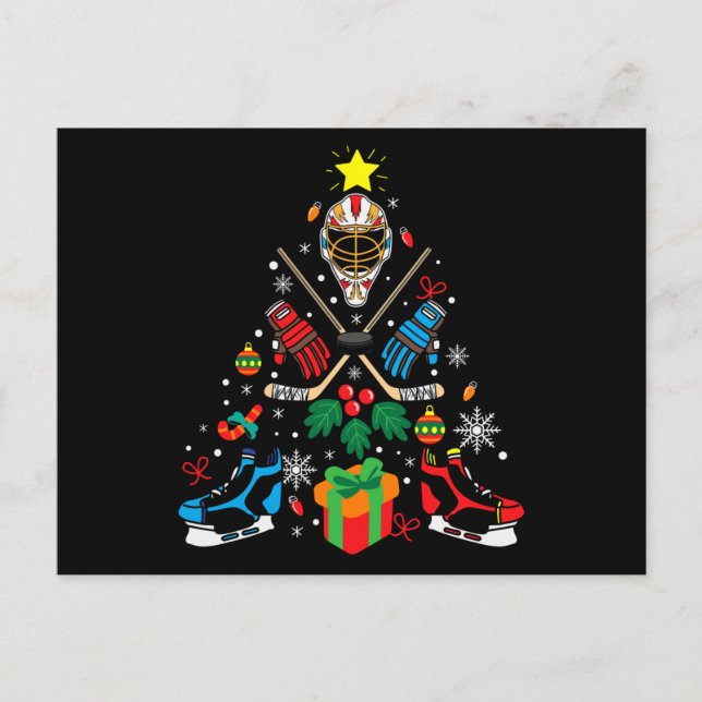 Hockey Weihnachtsbaum Geschenk, Hockey Liebhaber H Postkarte (Vorderseite)
