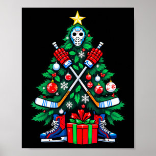 Hockey-Weihnachtsbaum Xmas Neujahr Hockey-Spieler Poster
