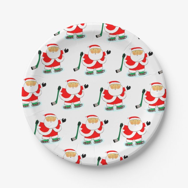 Hockey Weihnachtsfeier Pappteller (Vorderseite)