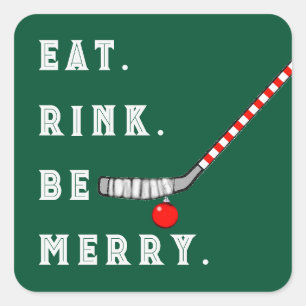 Hockey Weihnachtsfeiertag Quadratischer Aufkleber