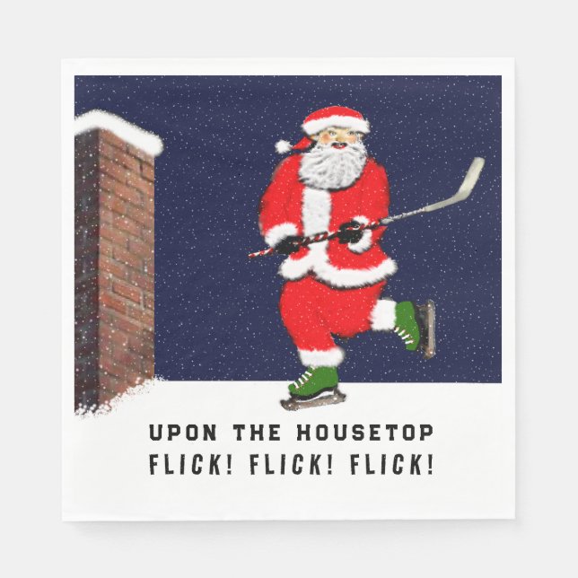 Hockey Weihnachtsfeiertag Serviette (Vorderseite)