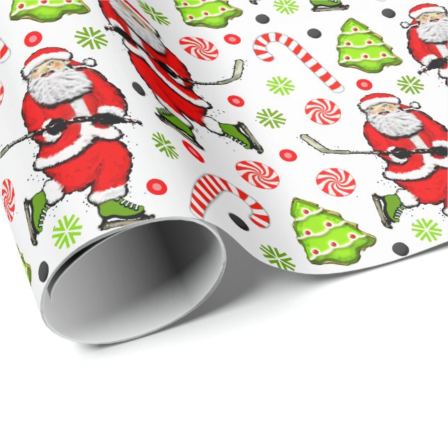 Hockey Weihnachtsgeschenk Wrapping Paper Geschenkpapier (Rolleneckpunkt)