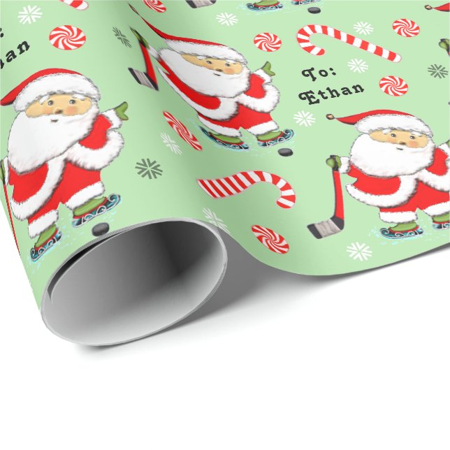 Hockey Weihnachtsgeschenk Wrapping Paper Geschenkpapier (Rolleneckpunkt)