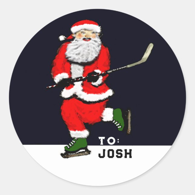 Hockey Weihnachtsgeschenke Tags Runder Aufkleber (Vorderseite)