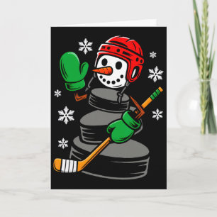 Hockey Weihnachtsmann Hut Schneemann Weihnachten L Karte