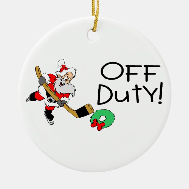 Hockey Weihnachtsmann Keramik Ornament (Vorne)