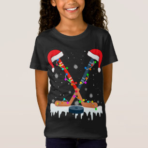 Hockey Weihnachtsmannmütze Christmas Lights Funny  T-Shirt