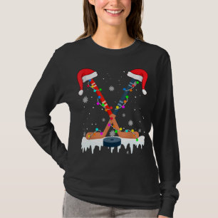 Hockey Weihnachtsmannmütze Christmas Lights Funny T-Shirt