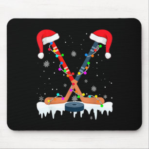 Hockey Weihnachtsmannmütze Weihnachtsbeleuchtung S Mousepad