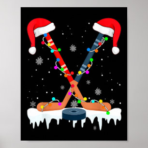 Hockey-Weihnachtsmannmütze Weihnachtsbeleuchtung S Poster