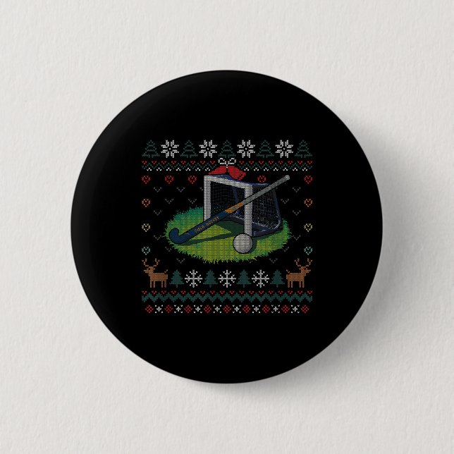 Hockey-Weihnachtspullover Ll Sport treiben Button (Vorderseite)