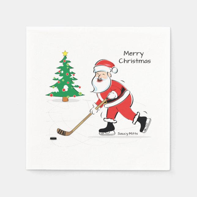 Hockey WeihnachtsWeihnachtsWeihnachtsfeier Serviette (Vorderseite)