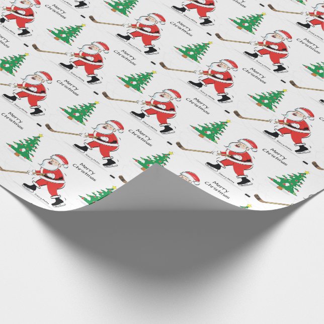 Hockey Weihnachtswrapping Geschenkpapier (Ecke)