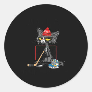 Hockey, weil Mord ist falsch lustige Niedliche Kat Runder Aufkleber