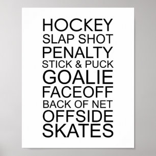 Hockey Words Typografy Poster