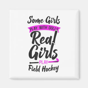 Hockeyfeld Einige Mädchen spielen mit Puppen echte Magnet
