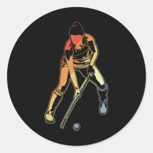 Hockeyfeld Mädchen für Feldhockeyspieler  Runder Aufkleber