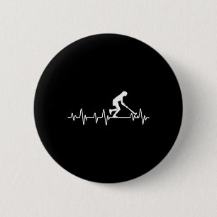 Hockeyfeld Mädchen Herzschlag Frauen Feldhockey Button