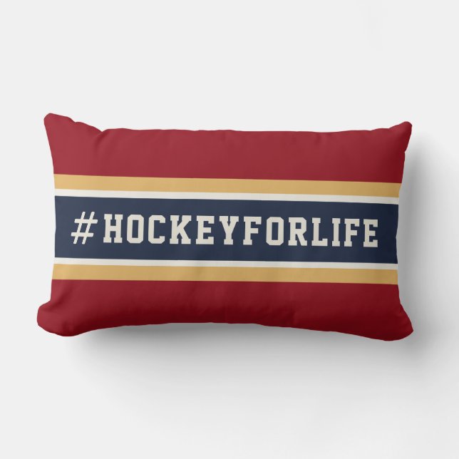 #hockeyforlife rote Marine u. Goldeis-Hockey Lendenkissen (Vorderseite)
