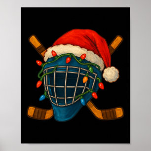 Hockeyhelm Santa Weihnachtsbeleuchtung Xmas Männer Poster