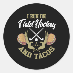 Hockeyhemd Lustiger Taco-Liebhaber Hockey Runder Aufkleber