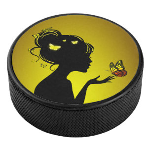 Hockeypalet Die Frau Gelbschmetterlinge Eishockey Puck