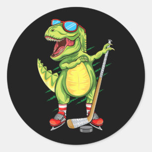 Hockeysaurus Dinosaur Sportliebhaber Dabbing T Rex Runder Aufkleber