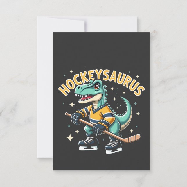 Hockeysaurus Eishockey Dinosaurier Liebhaber Dankeskarte (Vorderseite)