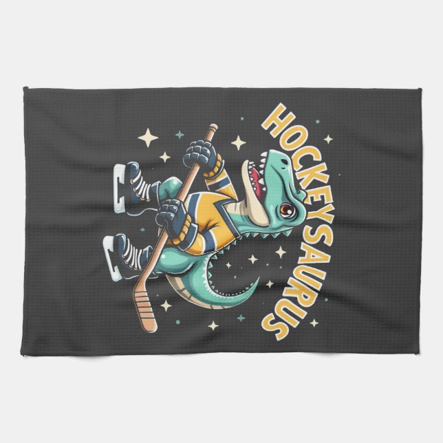 Hockeysaurus Eishockey Dinosaurier Liebhaber Geschirrtuch (Horizontal)