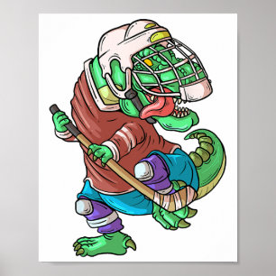 Hockeysaurus Kinder T-Rex Dinosaurier mit Eishocke Poster