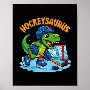 Hockeysaurus Lustiger Dinosaurier Eishockey Kinder Poster
