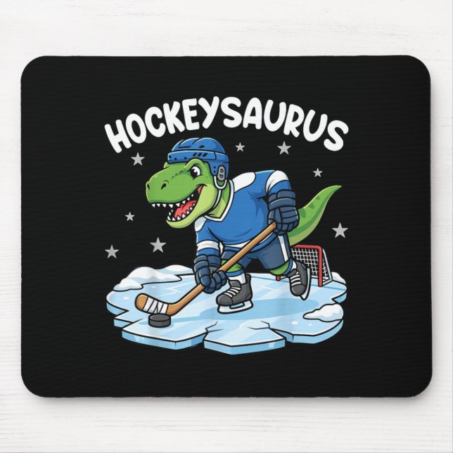 Hockeysaurus Lustiger Dinosaurier Hockey Kind Jung Mousepad (Vorne)