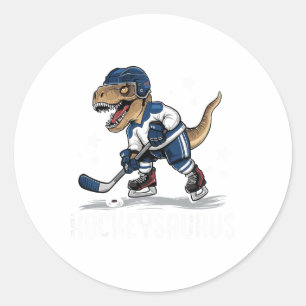 Hockeysaurus Lustiger Dinosaurier Hockey Kinder Ho Runder Aufkleber