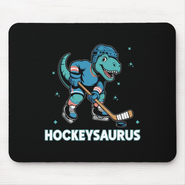 Hockeysaurus Lustiger Dinosaurier Trex Hockey Kind Mousepad (Vorne)