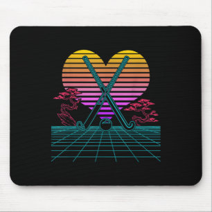 Hockeyschläger Retro 80er Vaporwave Spieler Par Mousepad