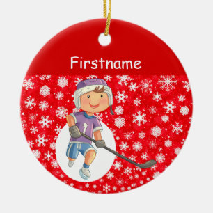 Hockeyschläger - Roter Schnee Keramik Ornament