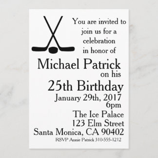 Hockeyschläger und Puck Birthday Party Einladung