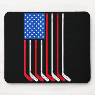 Hockeyschläger USA-Flagge Patriotischer Spieler Ei Mousepad