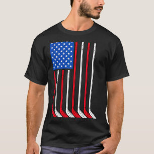 Hockeyschläger USA-Flagge Patriotischer Spieler Ei T-Shirt