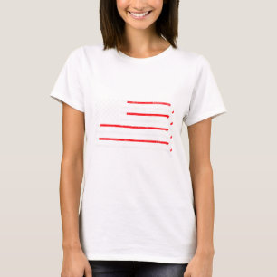 Hockeyschläger USA-Flagge verblasster Hockeyspiele T-Shirt